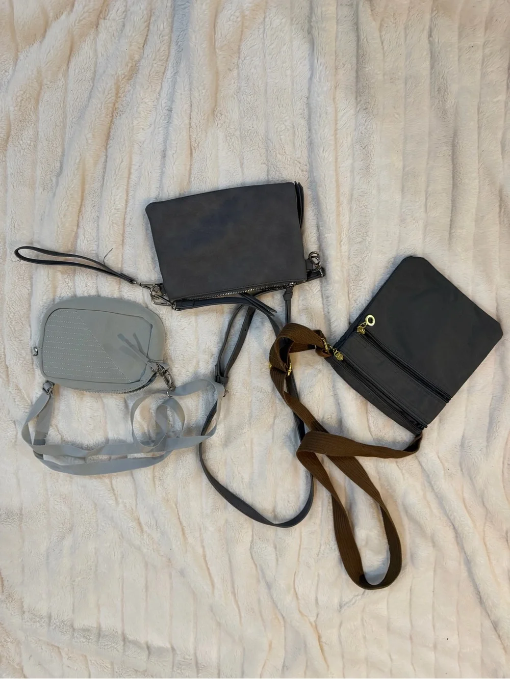 3 Crossbody Purse Bundle | Gray & Charcoal Everyday Bags |